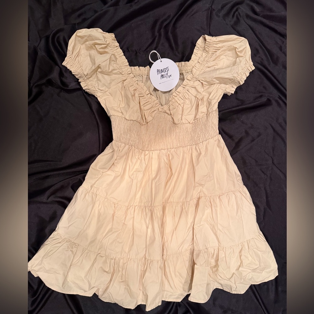 Princess Polly Cream Tiered Ruffle Dress
